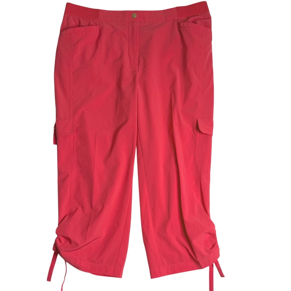 Chico's Zenergy Neema Cargo Crop Pants Red Tie Cinch Hem Womens Size 2 US 12